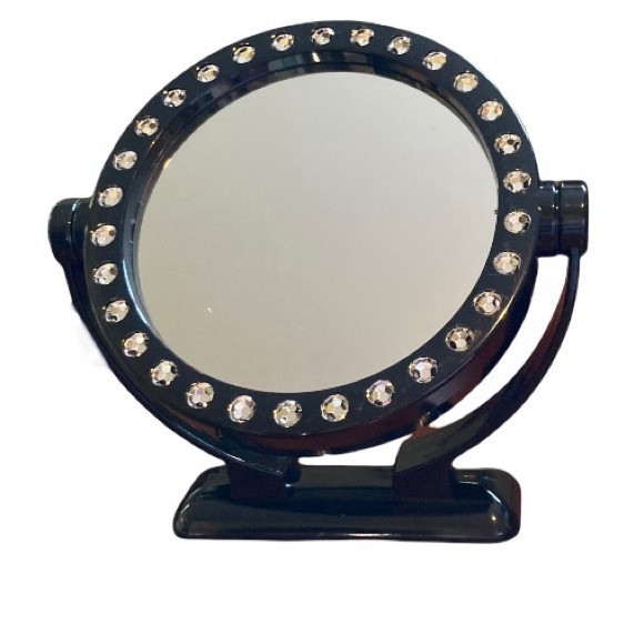 Two-Sided Makeup Mirror- Black w/ Bling - Picture 2 of 9